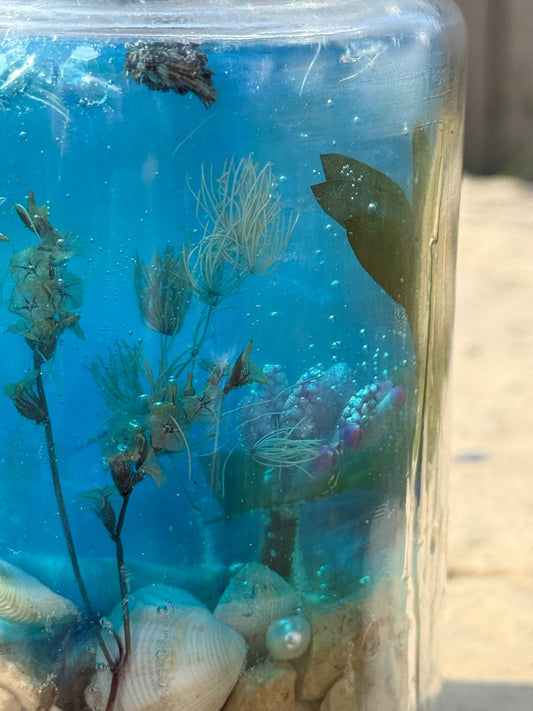 "Ocean Whisper: Handcrafted Resin Jar for Home Décor"